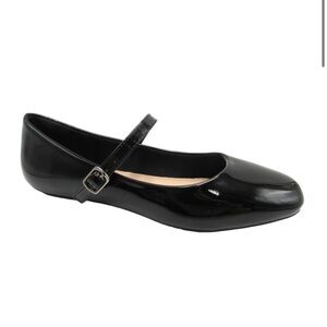 Pierre Dumas Glossy Black Mary Jane Flats